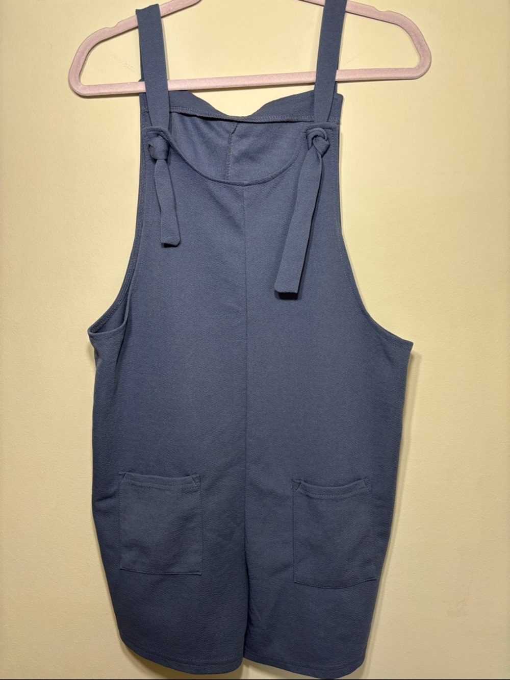 Blue Sleeveless Romper with Front Pockets